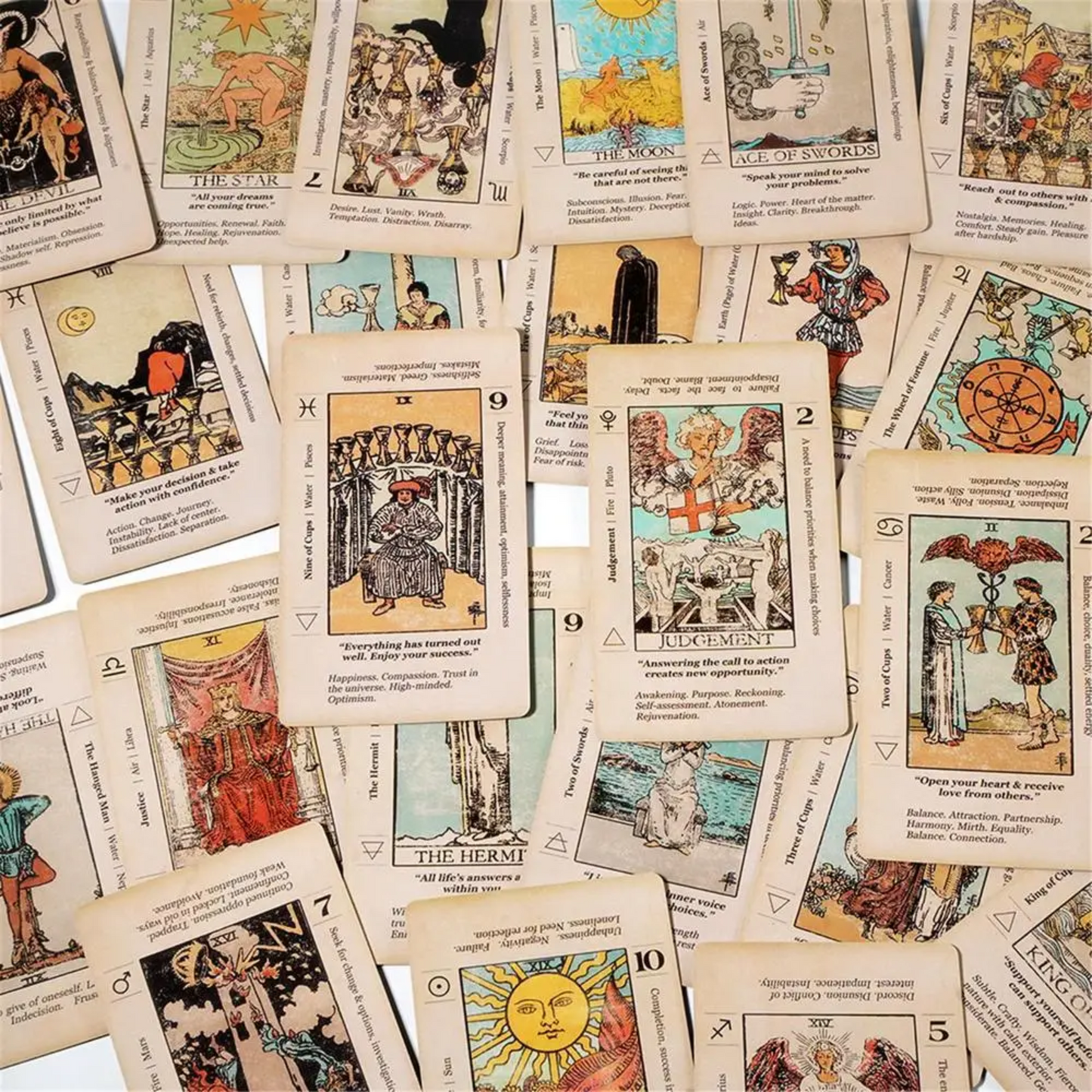 Tarot Card With Meaning On Them Beginner Tarot Keyword Antiqued Tarot Deck Learn Tarot 78 Cards
