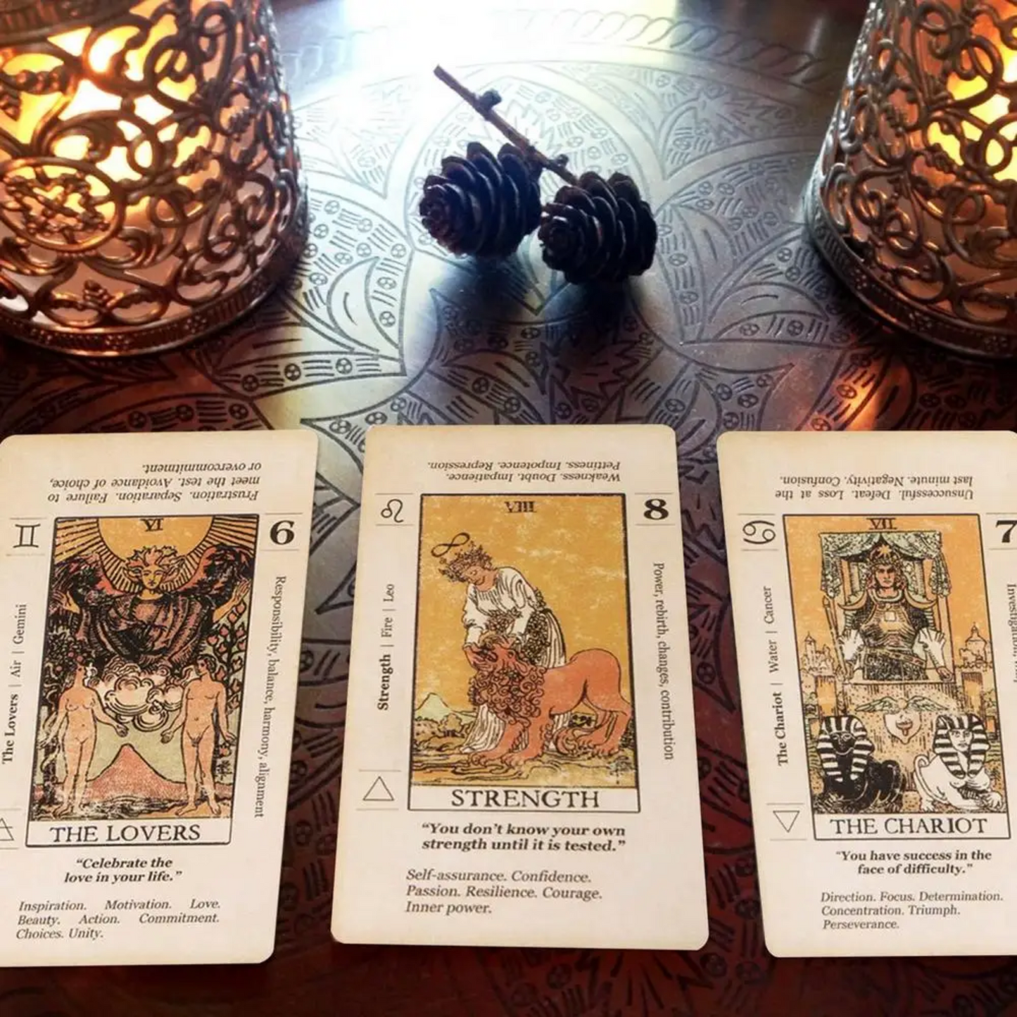 Tarot Card With Meaning On Them Beginner Tarot Keyword Antiqued Tarot Deck Learn Tarot 78 Cards