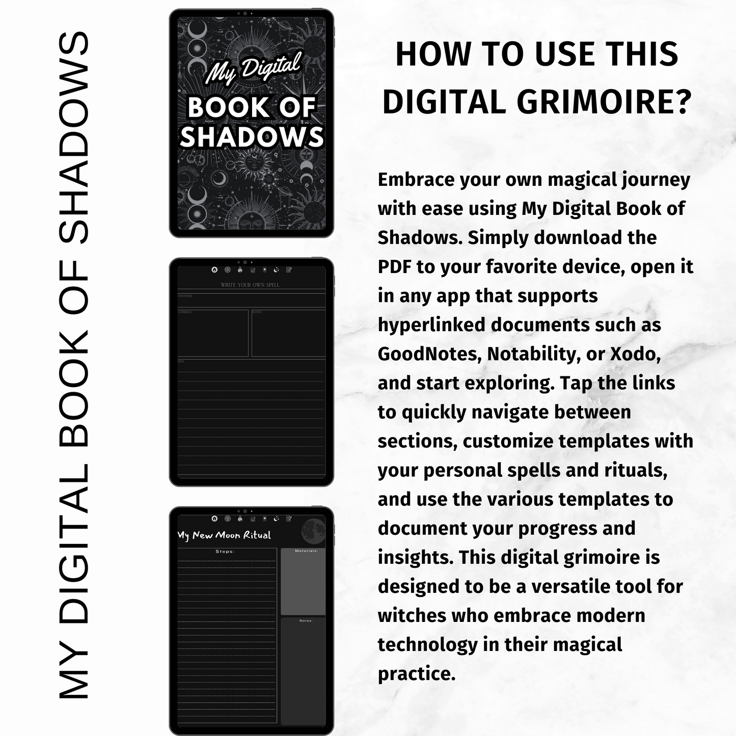 Digital Grimoire, Book Of Shadows Witchcraft Journal for Goodnotes, Witchy Planner