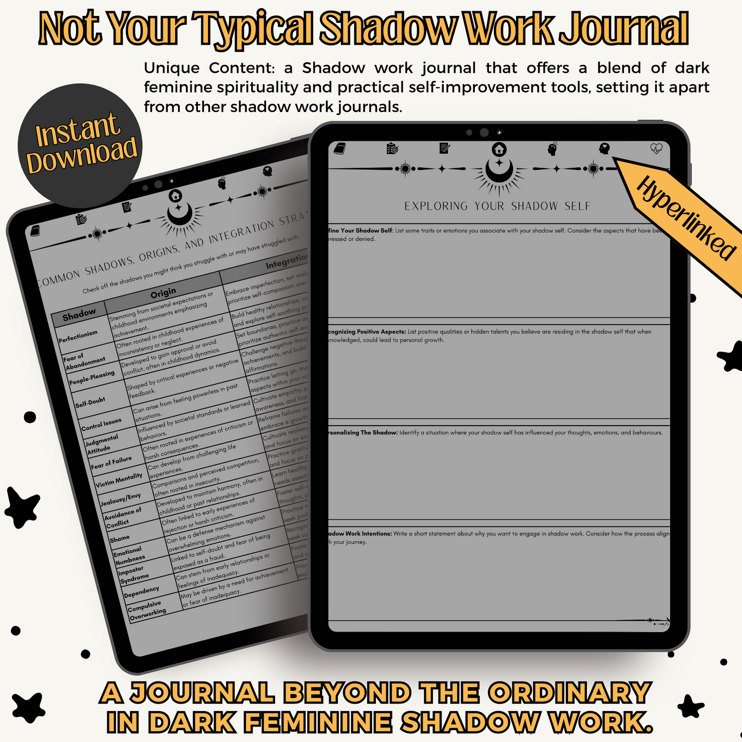 Shadow Work Journal Workbook, Self-Care Journal Pages, Mental Health Tracker, Witchy Planner, Dark Feminine Spiritual Journal for GoodNotes