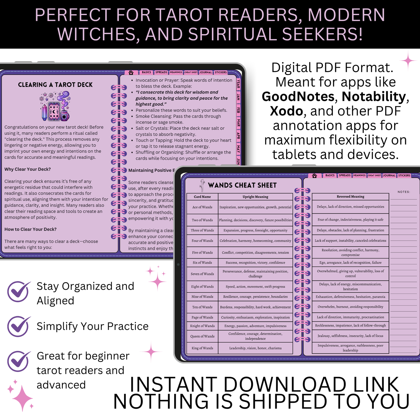 Undated Digital Tarot Planner & Journal - My Digital Tarot Journal