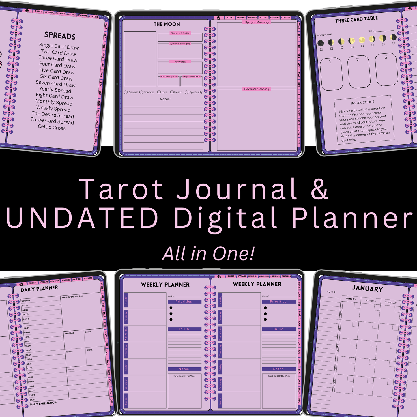 Undated Digital Tarot Planner & Journal - My Digital Tarot Journal