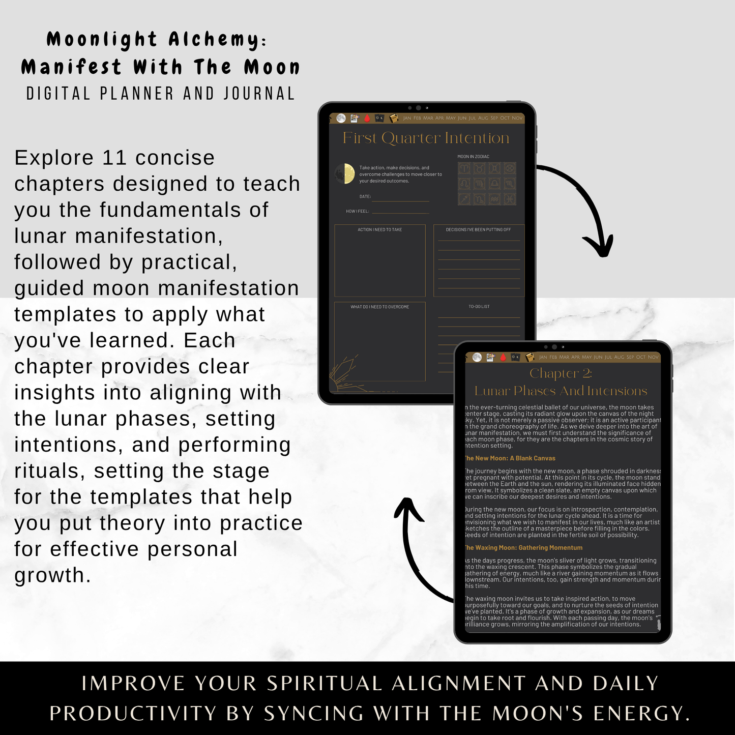 Moon Manifestation Digital Journal Planner - Moonlight Alchemy Manifest With The Moon