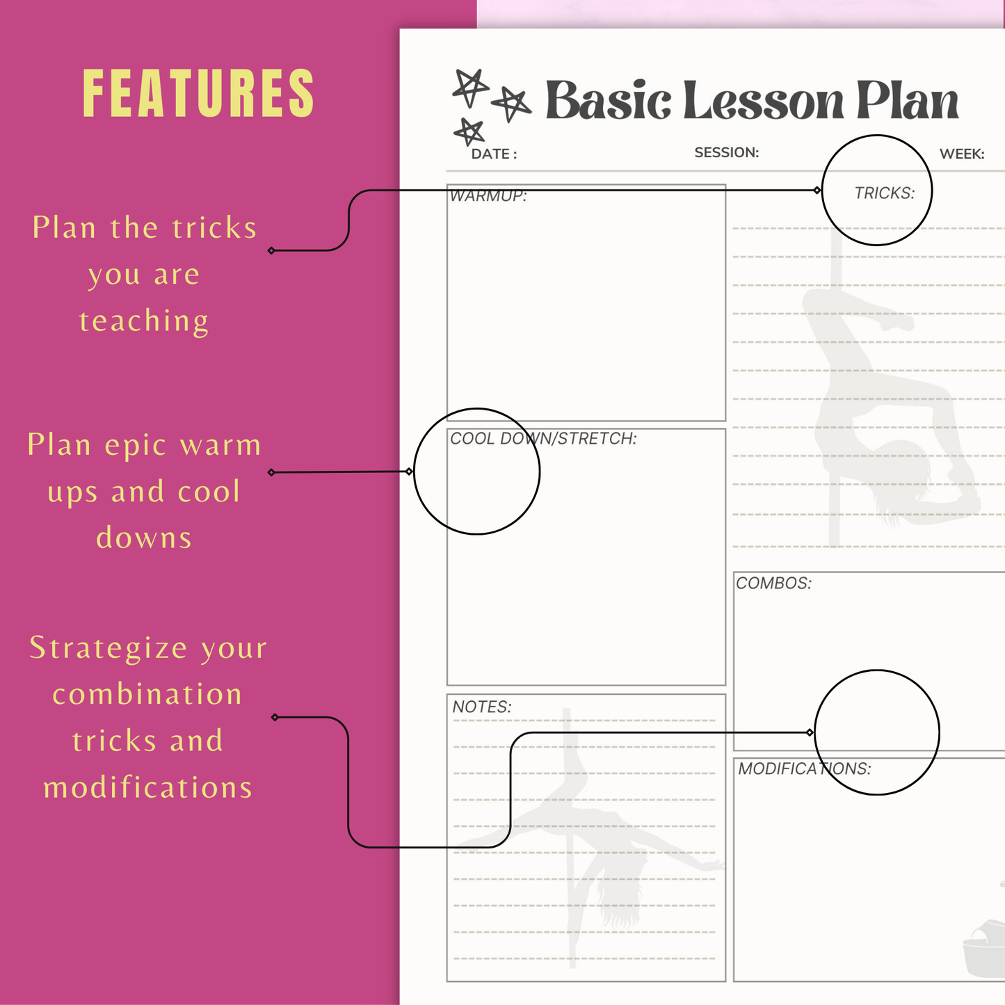 Ultimate Pole Dance Fitness Instructor Planner Printer Printable Version Pole Book