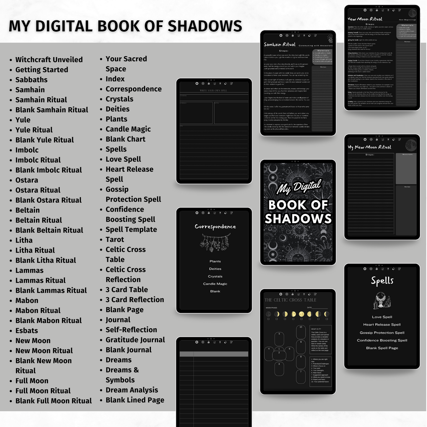 Digital Grimoire, Book Of Shadows Witchcraft Journal for Goodnotes, Witchy Planner