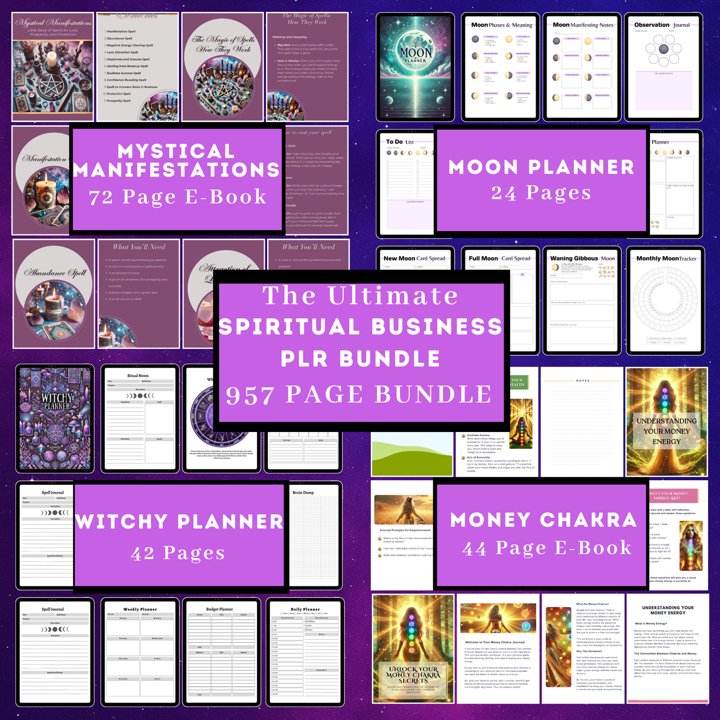 Spiritual PLR Bundle – Done-for-You Hyperlinked Digital Planners, Editable Canva Journals, Tarot, Grimoire, Witchy Templates, Passive Income