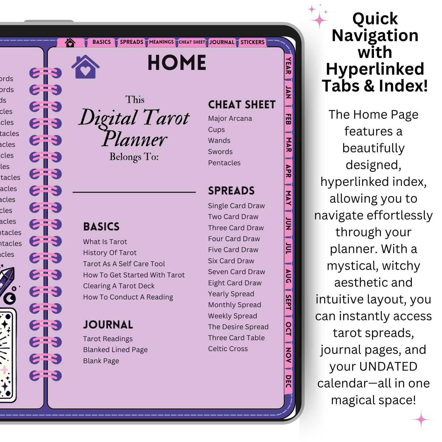 Undated Digital Tarot Planner & Journal - My Digital Tarot Journal