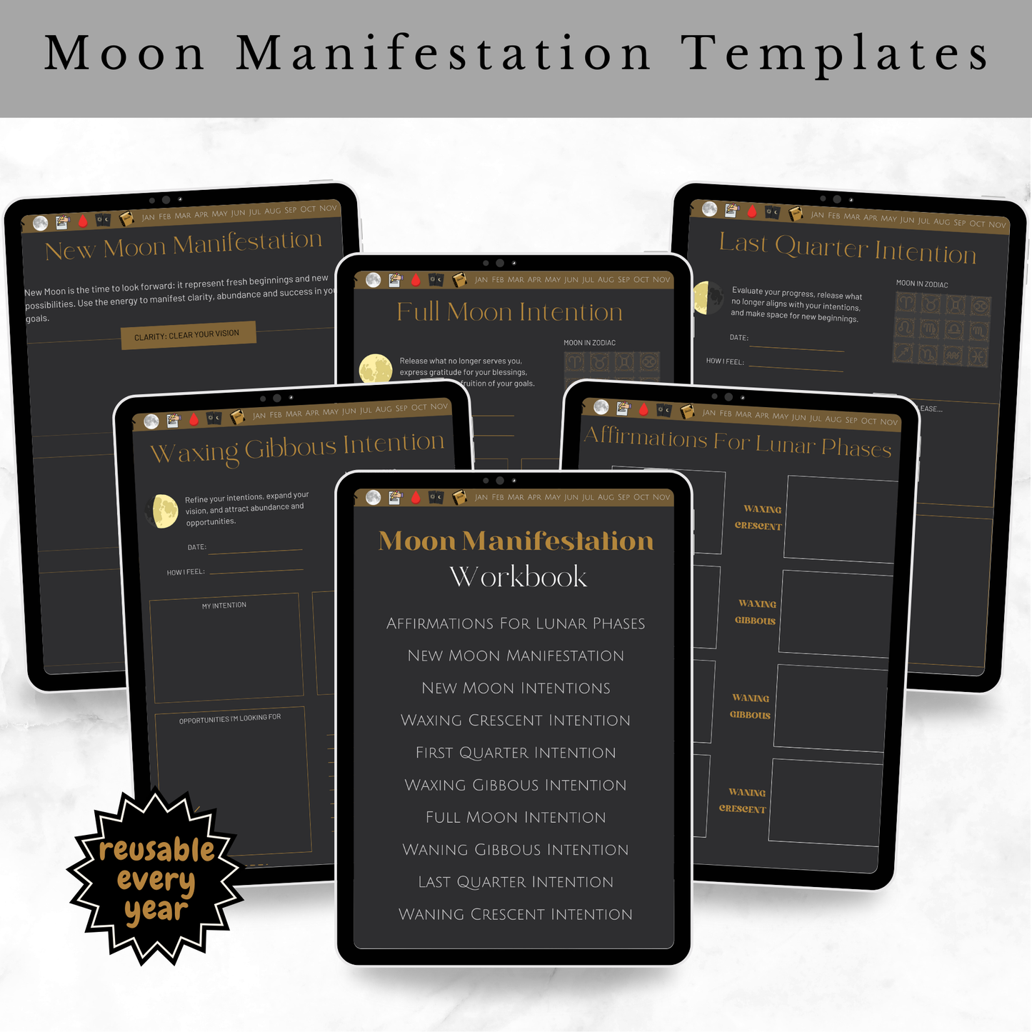 Moon Manifestation Digital Journal Planner - Moonlight Alchemy Manifest With The Moon