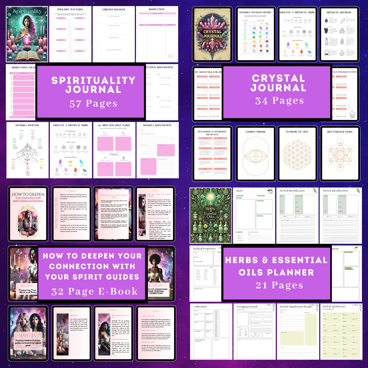 Spiritual PLR Bundle – Done-for-You Hyperlinked Digital Planners, Editable Canva Journals, Tarot, Grimoire, Witchy Templates, Passive Income