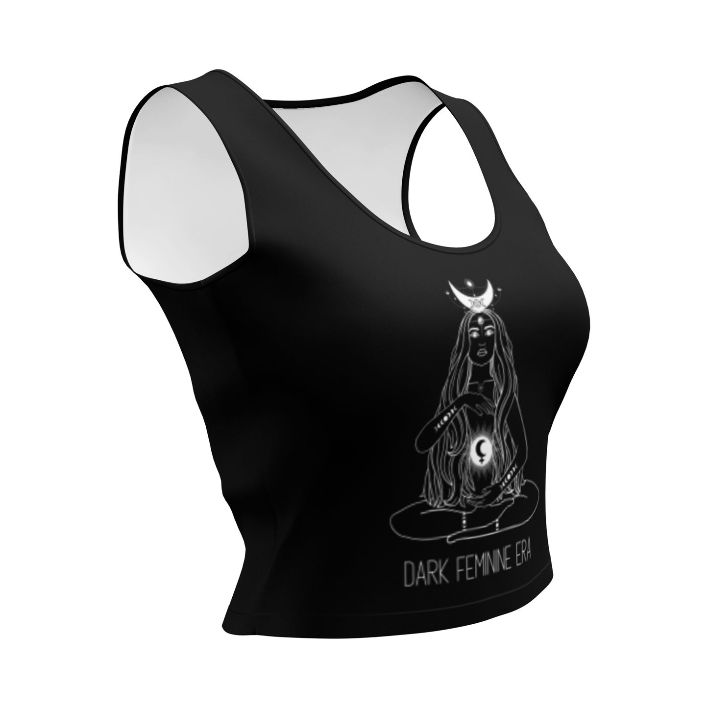 Dark Feminine Era Occult Witchy Lilith Triple Moon Pentacle Crop Top