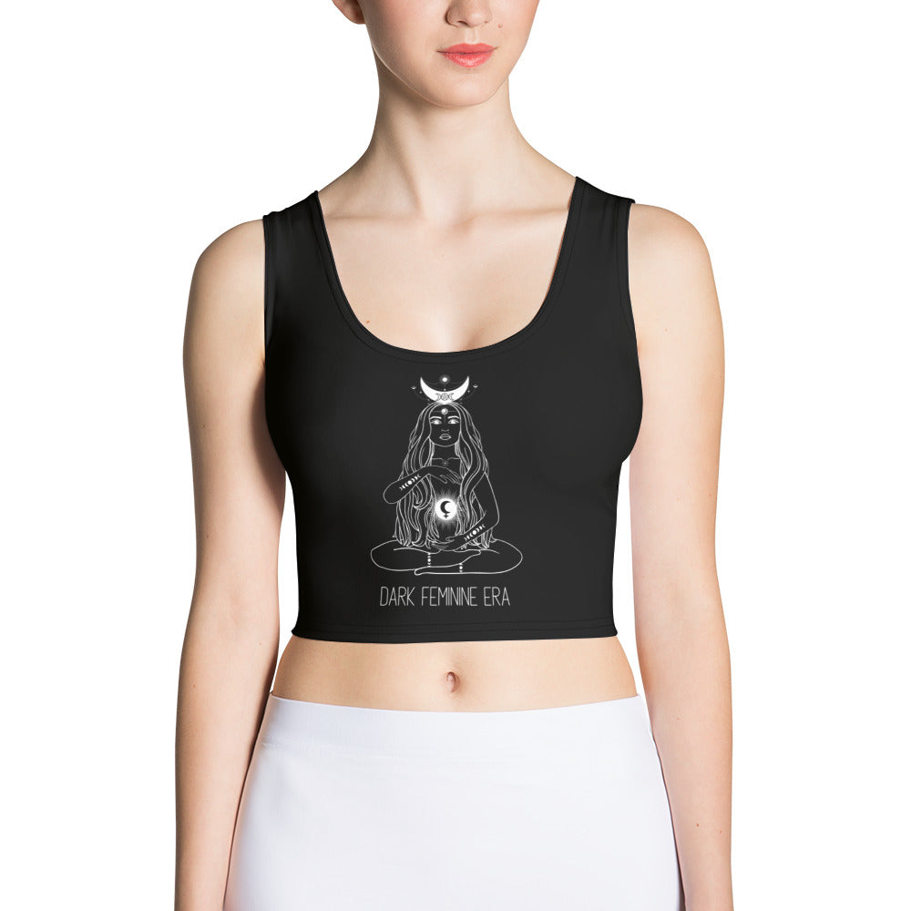 Dark Feminine Era Occult Witchy Lilith Triple Moon Pentacle Crop Top