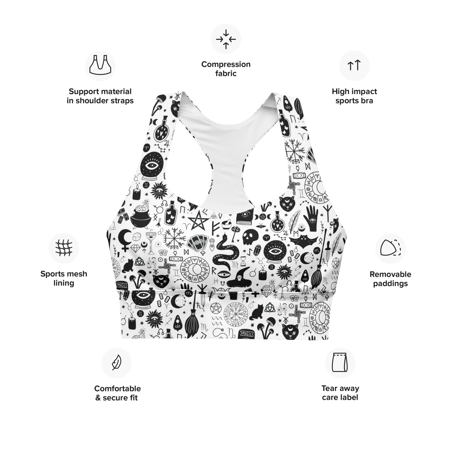 Witchy Occult Sports Bra Workout Pole Dancing Witchcraft