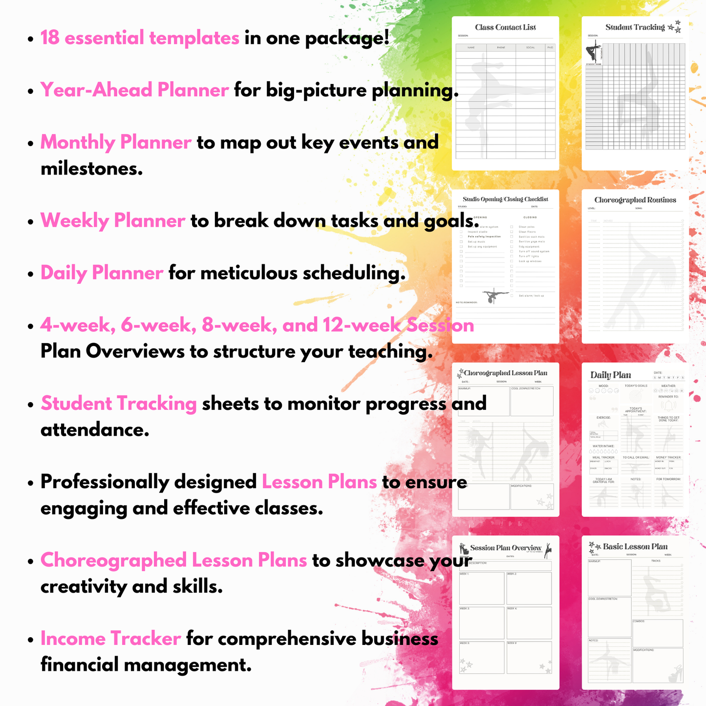 Ultimate Pole Dance Fitness Instructor Planner Printer Printable Version Pole Book
