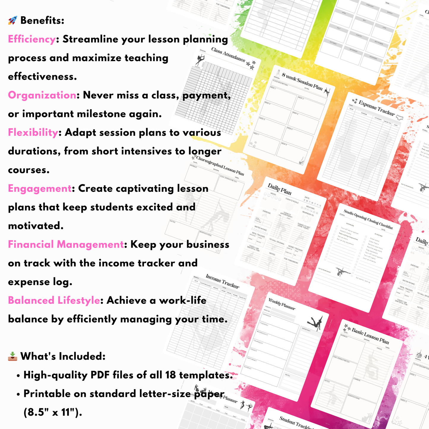 Ultimate Pole Dance Fitness Instructor Planner Printer Printable Version Pole Book
