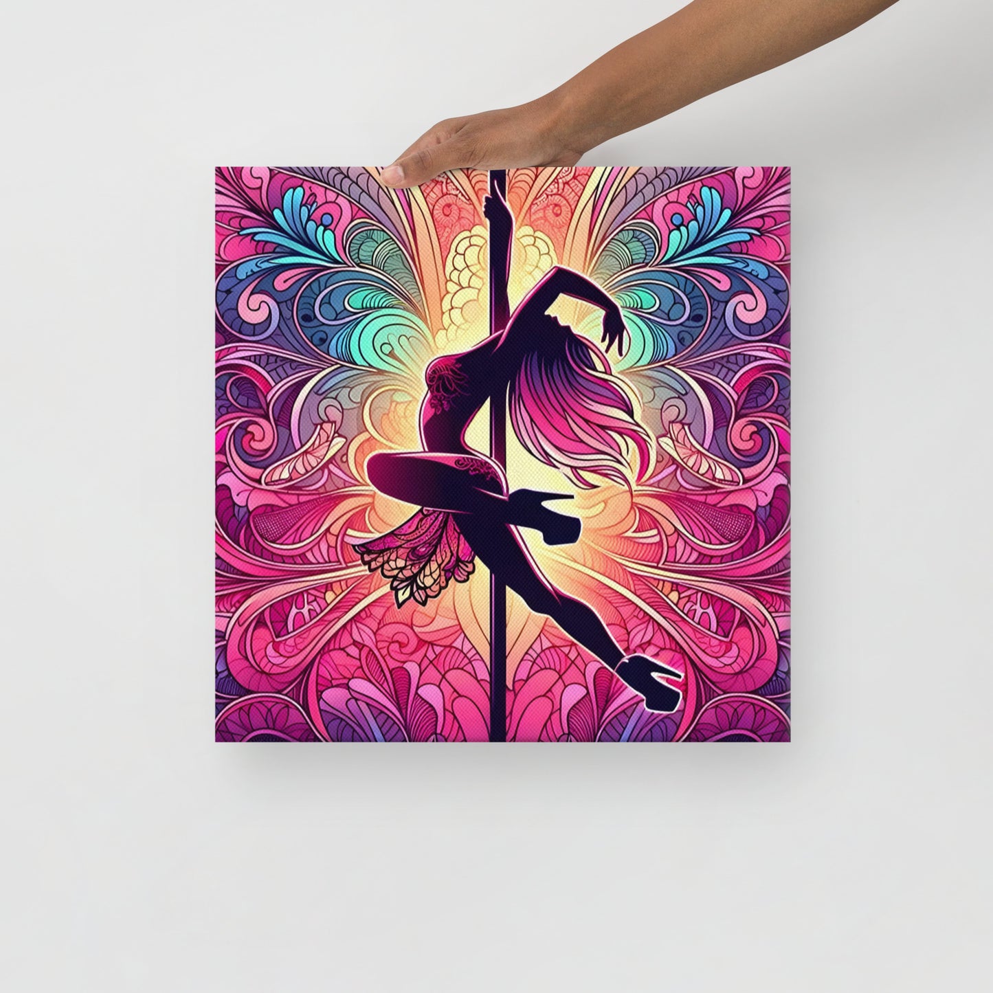 Vibrant Pole Dancer Canvas - Pink Lace Artistic Wall Art