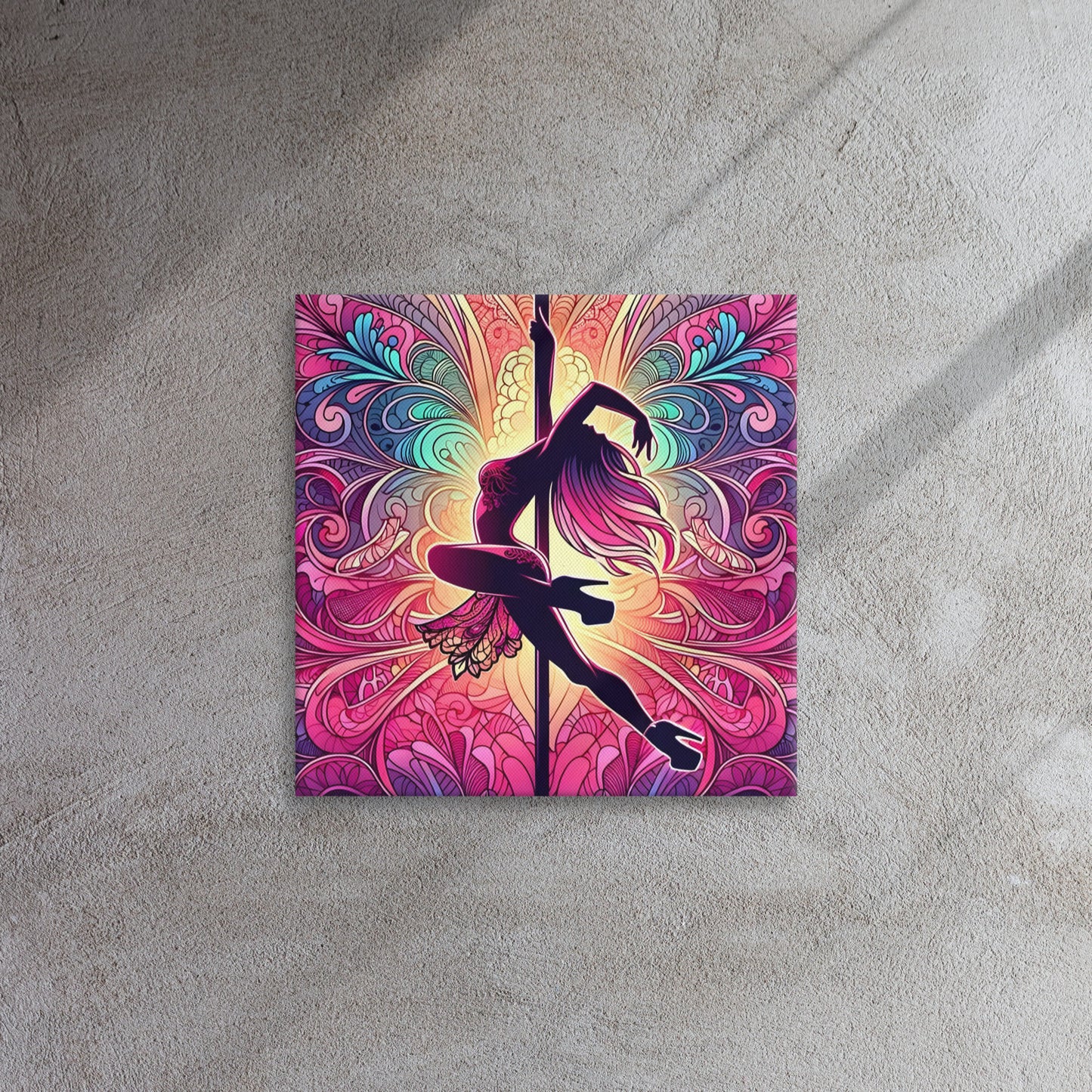 Vibrant Pole Dancer Canvas - Pink Lace Artistic Wall Art