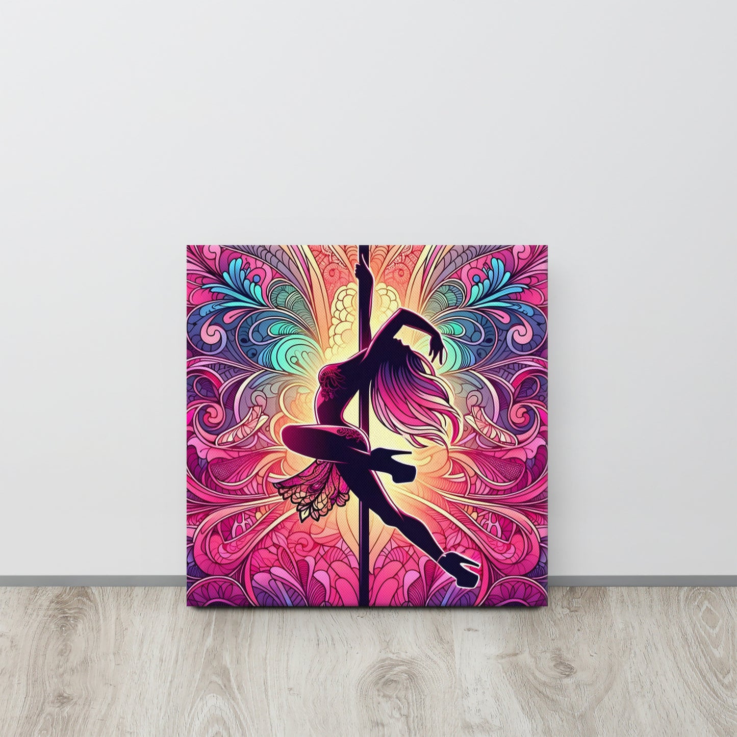 Vibrant Pole Dancer Canvas - Pink Lace Artistic Wall Art