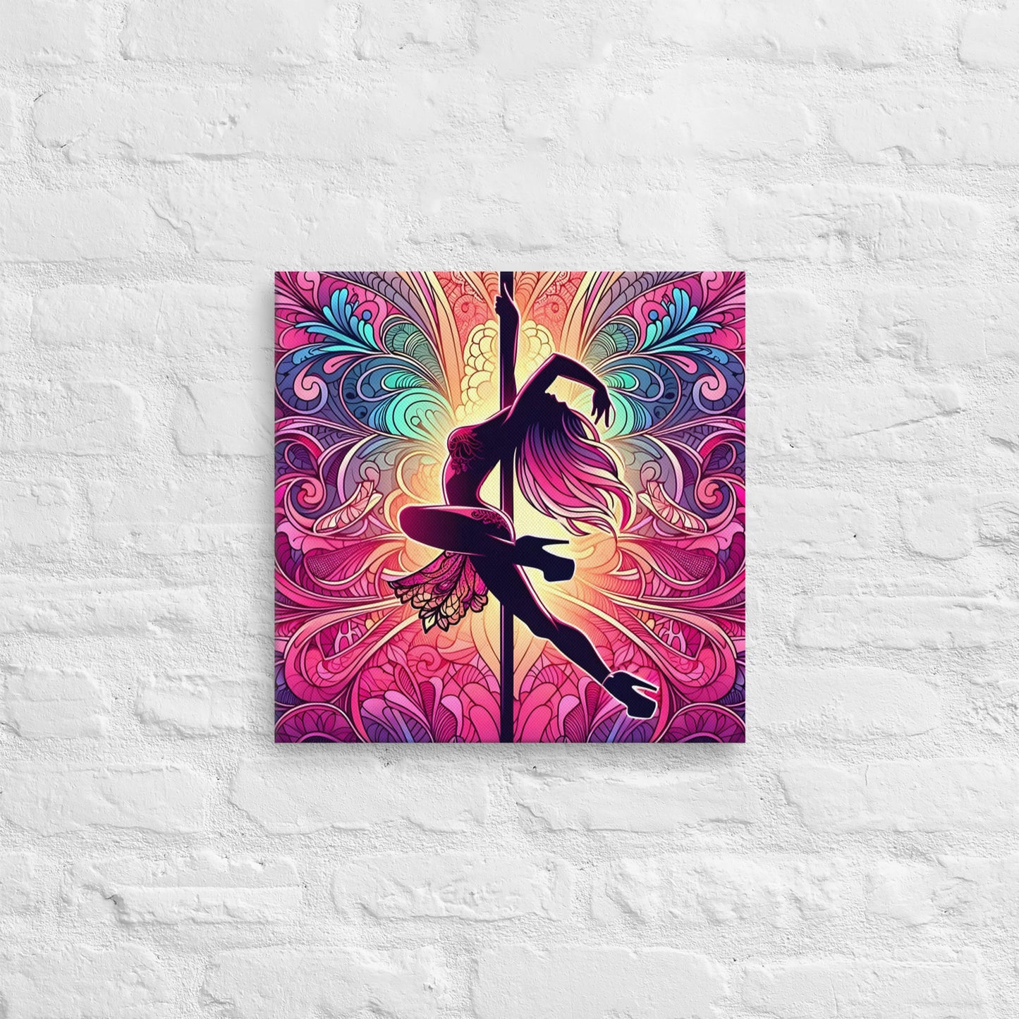 Vibrant Pole Dancer Canvas - Pink Lace Artistic Wall Art