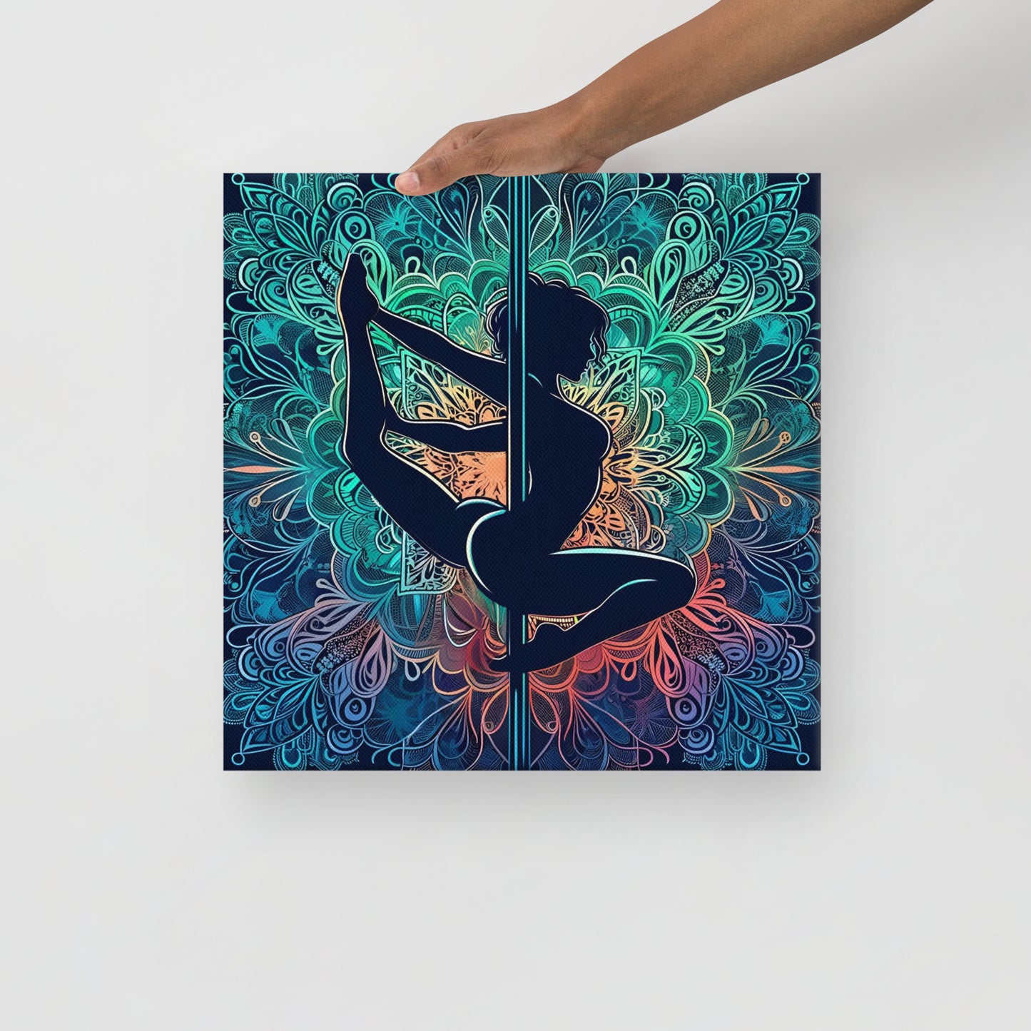 Stunning Pole Dancer Wall Art with Intricate Mandala Background | Colorful Dance Art Canvas