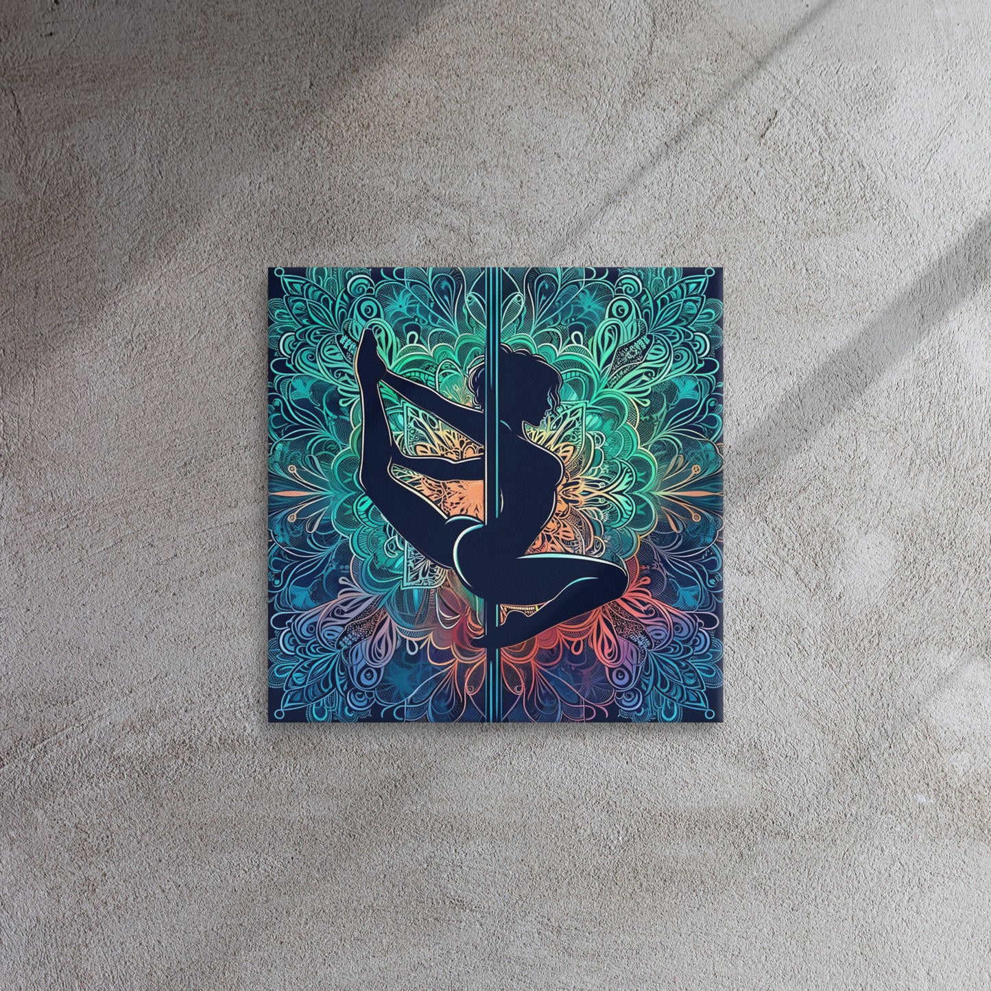 Stunning Pole Dancer Wall Art with Intricate Mandala Background | Colorful Dance Art Canvas
