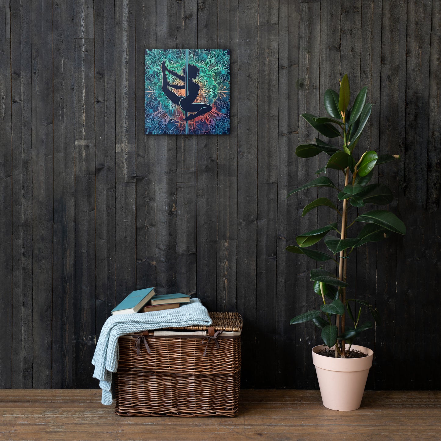 Stunning Pole Dancer Wall Art with Intricate Mandala Background | Colorful Dance Art Canvas