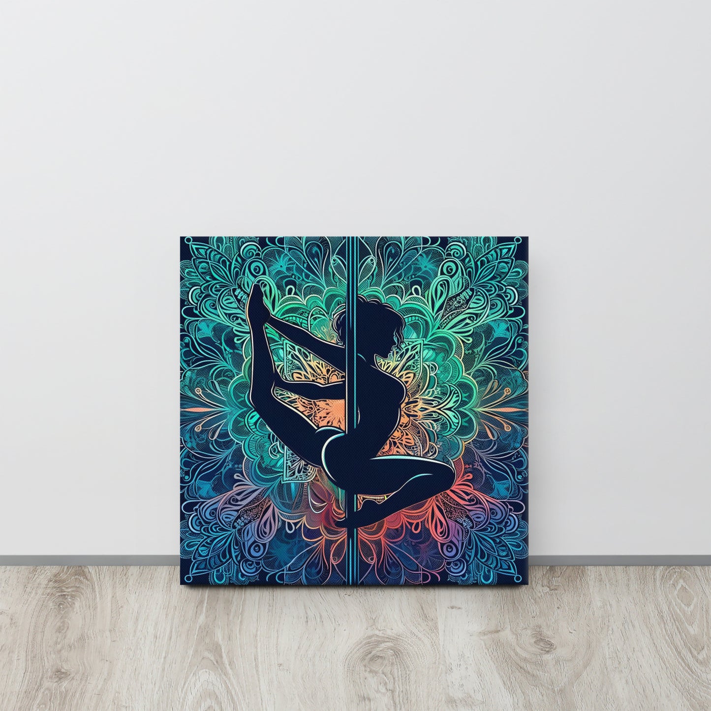 Stunning Pole Dancer Wall Art with Intricate Mandala Background | Colorful Dance Art Canvas