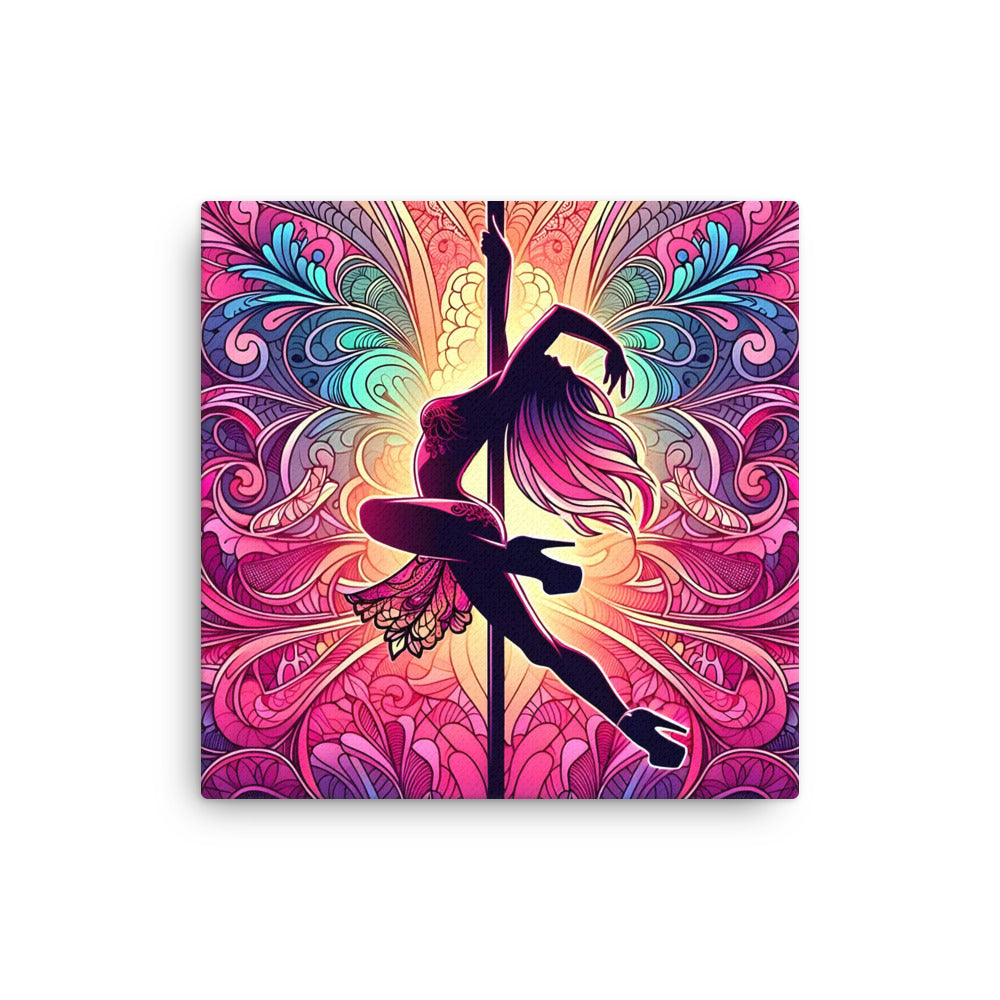 Vibrant Pole Dancer Canvas - Pink Lace Artistic Wall Art