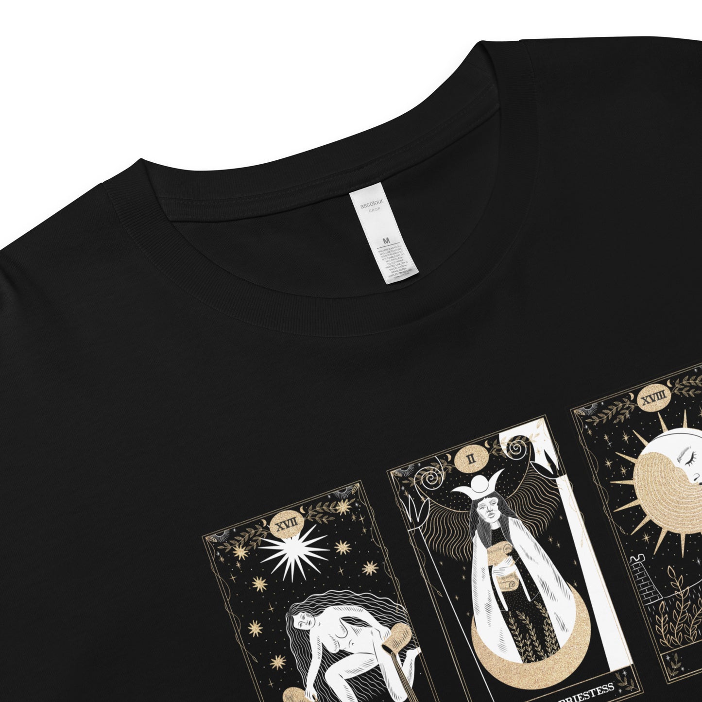 The Cards Never Lie Tarot Cards Crop Top Occult Witchy Vibes Psychic Reader Loose drop shoulder Black