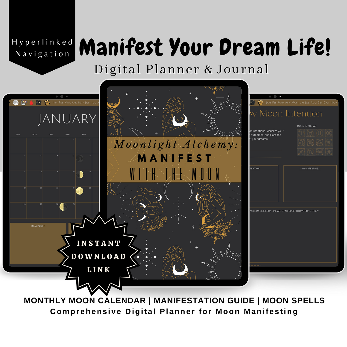 Moonlight Alchemy: Manifest With The Moon 2024 Digital Planner