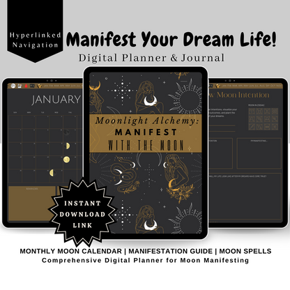 Moonlight Alchemy: Manifest With The Moon 2024 Digital Planner