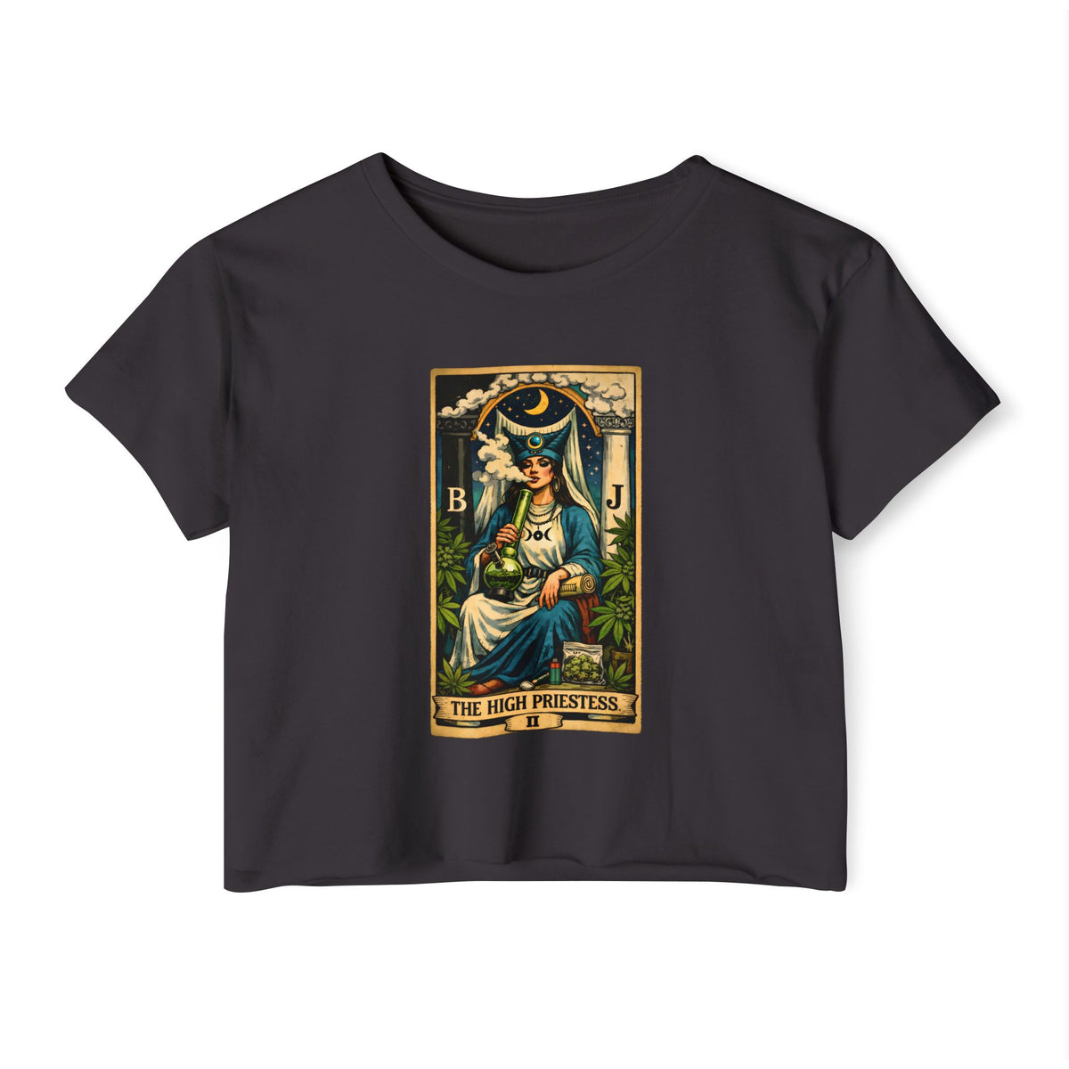 420 High Priestess Tarot Crop Top | Witchy Cannabis Festival Shir