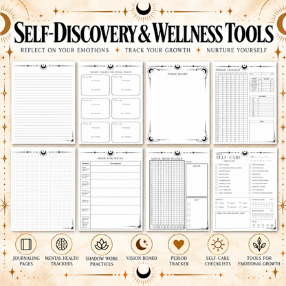 Shadow Work Journal Printable, Dark Feminine Workbook, Journal Prompts, Beginner's Guide, Mental Health Mood Tracker, Emotional Wellness