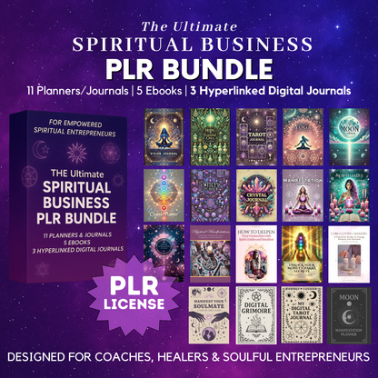 Spiritual PLR Bundle – Done-for-You Hyperlinked Digital Planners, Editable Canva Journals, Tarot, Grimoire, Witchy Templates, Passive Income