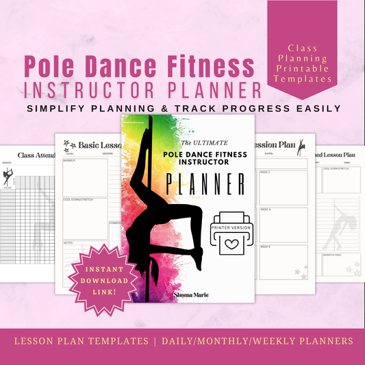 Ultimate Pole Dance Fitness Instructor Planner Printer Printable Version Pole Book