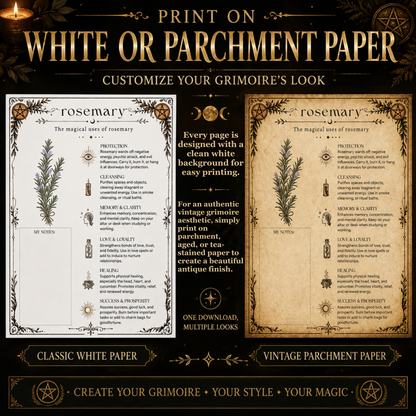 Witchcraft Grimoire Builder | Book of Shadows Printable PDF | Moon Phases, Spells, Spell Jars, Tarot Spreads & Sabbats, Correspondences,