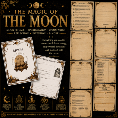 Witchcraft Grimoire Builder | Book of Shadows Printable PDF | Moon Phases, Spells, Spell Jars, Tarot Spreads & Sabbats, Correspondences,