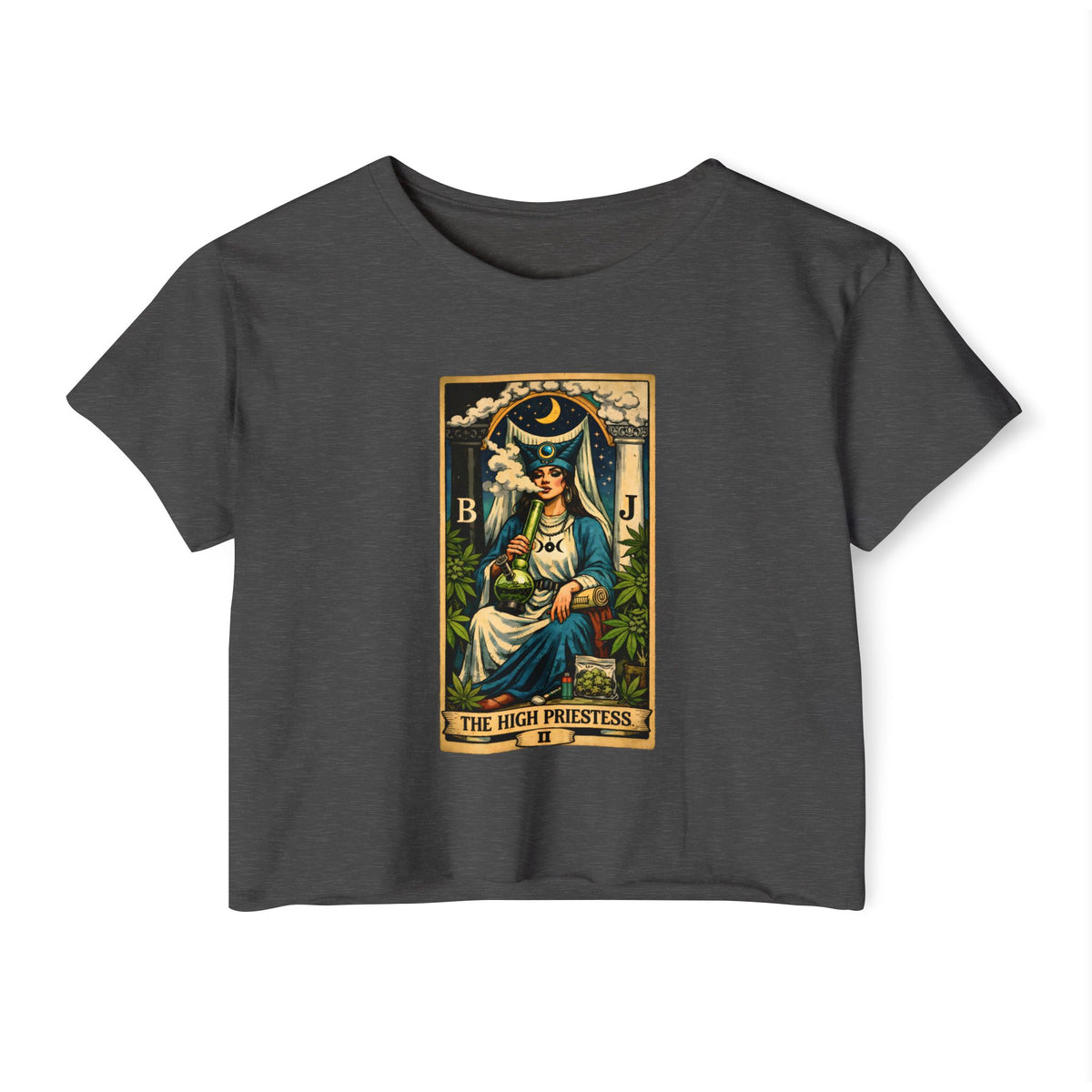420 High Priestess Tarot Crop Top | Witchy Cannabis Festival Shir