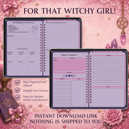2027 Witchy Digital Planner & GoodNotes Grimoire / Book Of Shadows, Tarot Journal, Spell Book, Moon Manifestation, Daily/Weekly Planning