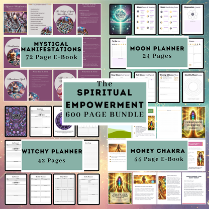 PLR Spiritual Mystic Planners Bundle, Passive Income, Spiritual Business, Tarot Journal, MRR, Editable Canva Witchy Planner, Grimoire