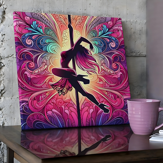 Vibrant Pole Dancer Canvas - Pink Lace Artistic Wall Art