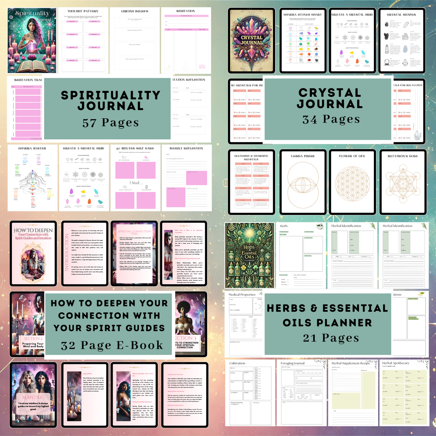 PLR Spiritual Mystic Planners Bundle, Passive Income, Spiritual Business, Tarot Journal, MRR, Editable Canva Witchy Planner, Grimoire