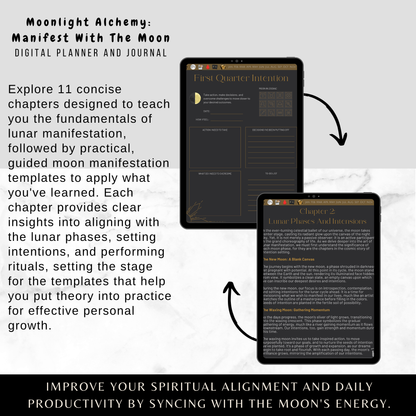 Moon Manifestation Digital Journal Planner - Moonlight Alchemy Manifest With The Moon