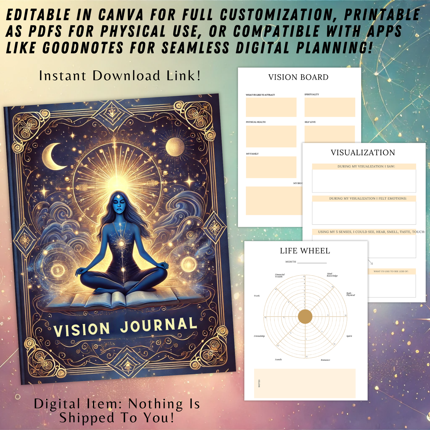 PLR Spiritual Mystic Planners Bundle, Passive Income, Spiritual Business, Tarot Journal, MRR, Editable Canva Witchy Planner, Grimoire