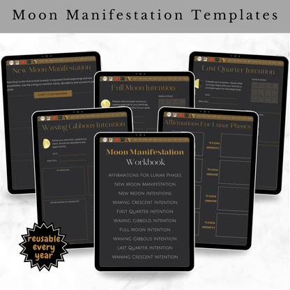 Moon Manifestation Digital Journal Planner - Moonlight Alchemy Manifest With The Moon
