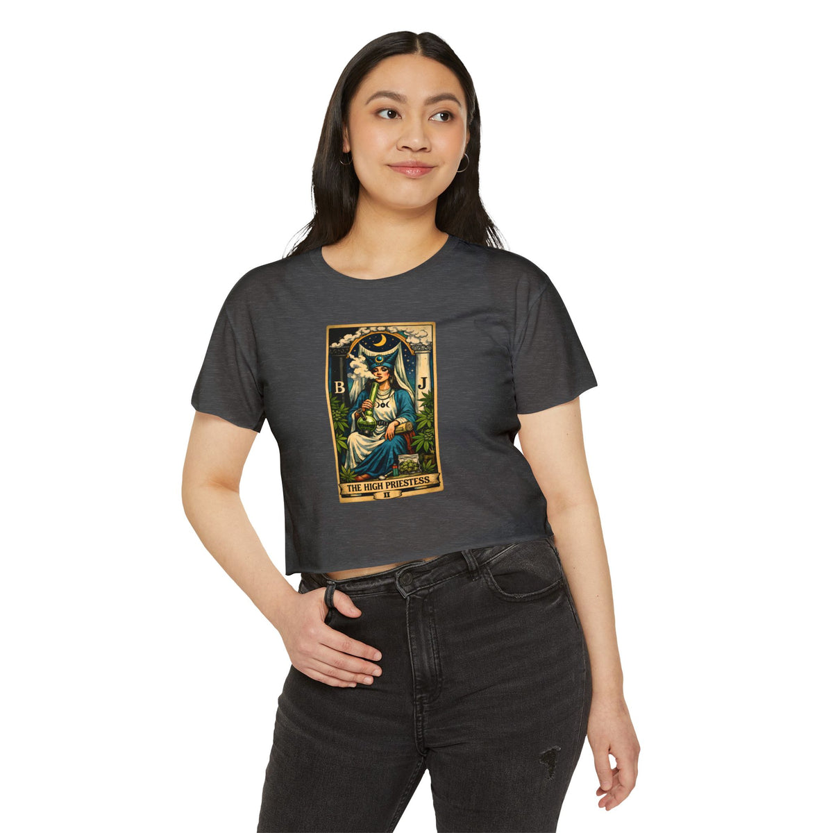 420 High Priestess Tarot Crop Top | Witchy Cannabis Festival Shir