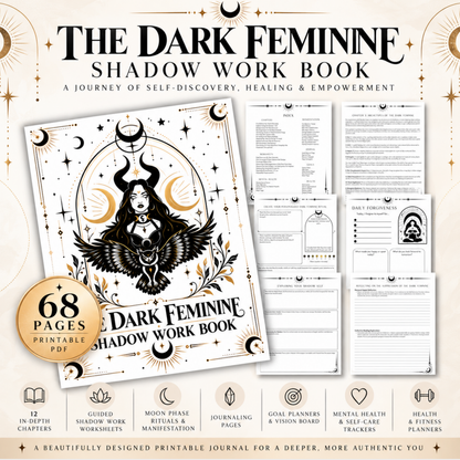 Shadow Work Journal Printable, Dark Feminine Workbook, Journal Prompts, Beginner's Guide, Mental Health Mood Tracker, Emotional Wellness