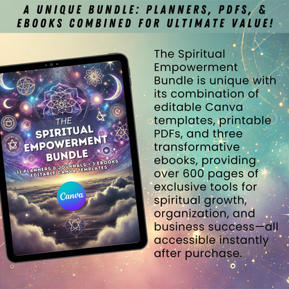 PLR Spiritual Mystic Planners Bundle, Passive Income, Spiritual Business, Tarot Journal, MRR, Editable Canva Witchy Planner, Grimoire