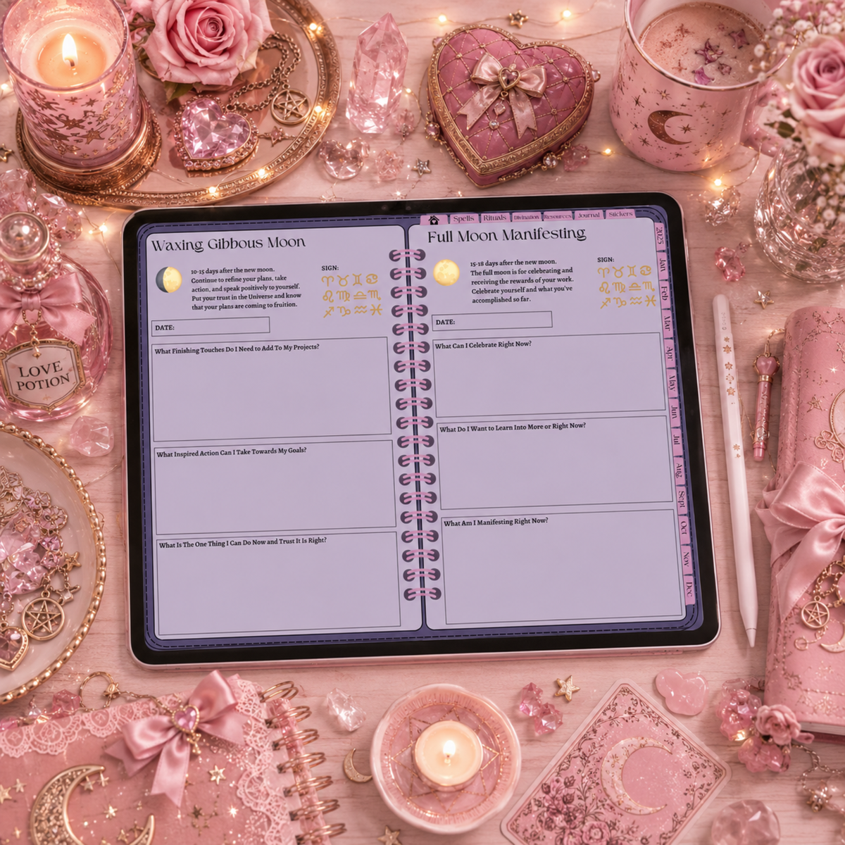 2027 Witchy Digital Planner & GoodNotes Grimoire / Book Of Shadows, Tarot Journal, Spell Book, Moon Manifestation, Daily/Weekly Planning