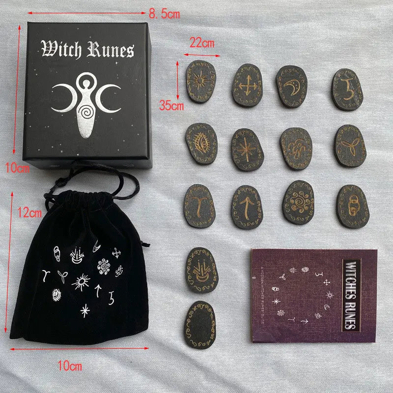 Witch Witchcraft Wood Runes Stone Set Witches Rune Set Board Game Table Game Divination Runestones Tarot Decks