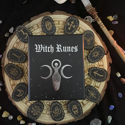 Witch Witchcraft Wood Runes Stone Set Witches Rune Set Board Game Table Game Divination Runestones Tarot Decks